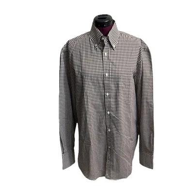 Brunello Cucinelli  Collar Button Down Brown/White Long Sleeve Sz L Italy Made - Image 1 of 4