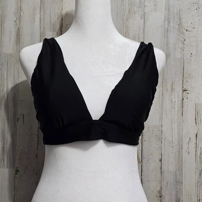 Aerie Black Tie Longline Triangle Bikini Swim Top Size Extra Large XL - Image 1 of 4