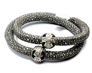 Brighton Woodstock Gray Polkadot Double Bracelet 16in NWT +2 Dazzle Cross Beads - Bild 1 von 7