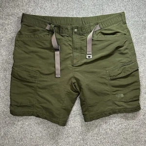 Y2K The North Face Men's 10" Army Green Hiking Belted Shorts Sz(XXL) Lightweight - Picture 1 of 14