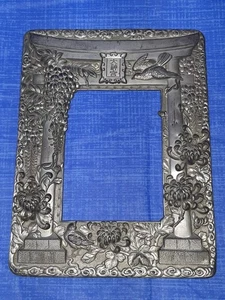 Marco de fotos vintage de pájaros japoneses de cobre chapado en plata de los años 20 sin vidrio ni respaldo - Imagen 1 de 10