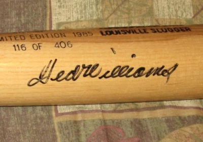 Ted Williams Autograph BAT #/406 PSA/DNA LOA auto red sox HOF - Image 1 of 4