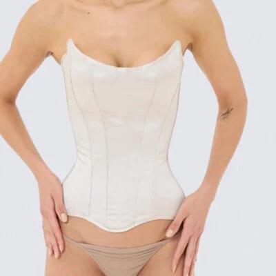 Sexy corsé busto de satén para mujer Prendas para el torso con cordones Body Shaper Lencería Foto 1 de 4