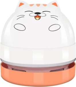 Cute Mini USB Desktop Vacuum Cleaner for Crumbs, Dust & Keyboard (White Orange) - Picture 1 of 8