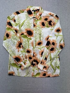 INC Shirt Mens Large White Sunflower Casual Party Boho Hippy Preppy Streetwear - Picture 1 of 7