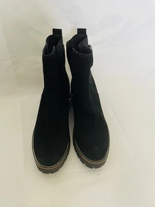 NEW $159 BLONDO DAHLIA WATERPROOF LUG SOLE BLACK NUBUCK BOOTIES - Picture 1 of 6
