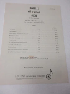 Ellen Jane Lorenz Handbells with or Without Organ Sheet Music ORGAN PART ONLY - Picture 1 of 4
