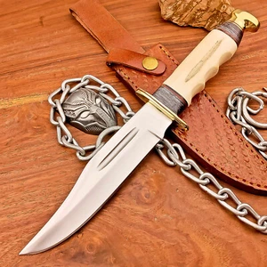 12" Custom Handmade J2 Steel Blade Hunting Knife, Bowie Knife W/Sheath IS-4566 - Picture 1 of 9