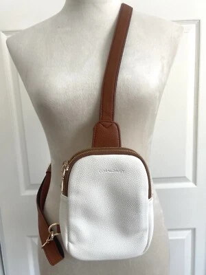 Coral Daisy Crossbody Bag | White Brown Belt Bag | Clean | One Size| Leather Bag - Image 1 of 4