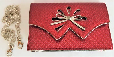 Bolso sin asas Bellini imitación piel de serpiente charol rojo  Foto 1 de 4