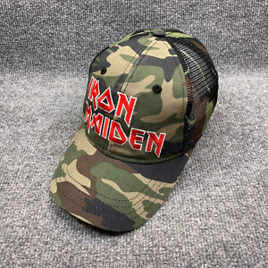 Iron Maiden Hat Cap Snap Back Adjustable Mens Camo Mesh Trucker Concert Band