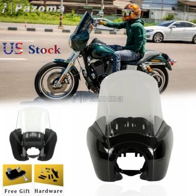 前灯整流罩带 15 英寸挡风玻璃适用于 Dyna FXD FXDB Fat Bob FXDF — 第 1/4 张图片