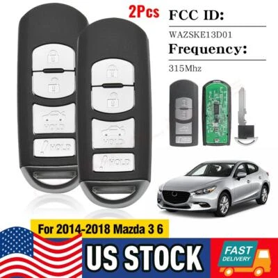 4B Smart Remote Key Fob For 2014 2015 2016 2017 2018 Mazda 3 6 for WAZSKE13D01 - Image 1 of 4