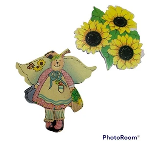 "Imanes de nevera conejo hadas y girasoles representaciones artísticas estilo vintage 3x3""" - Imagen 1 de 4