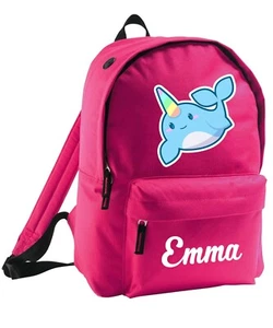 Mochila escolar personalizada Narwhal para niños Mochila Añadir nombre Unicornio Arco iris - Imagen 1 de 12