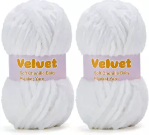 Velvet Yarn Chenille Yarn for Crocheting and Knitting Soft Chenille Bulky Baby B - Picture 1 of 6
