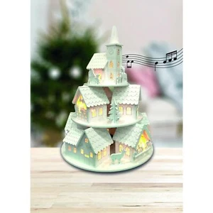LED Piramide Legno Musica Natale Decorazione Avvento Luce Illuminazione - Foto 1 di 3