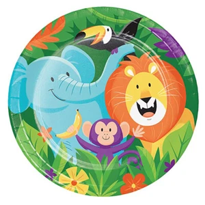Jungle Safari Party Supplies Paper Dinner Plates 8Pk Birthday Animals Wild One - Picture 1 of 1