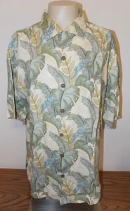 Tommy Bahama Button Up Hawaiian Shirt 100% Linen X-Large Green Floral - Picture 1 of 4