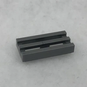 LEGO 2412b Flat Silver Tile, Modified 1 x 2 Grille W/ Bottom Groove / Lip (x1) - Picture 1 of 2