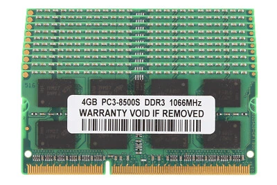 DDR3 40 GB RAM 10X 4 GB PC3-8500 1066MHz 204Pin Unbuffered SODIMM Laptop Memory - Image 1 of 4