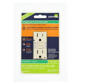 Leviton GFNL1-T Presa 125V Luce Mandorla GFCI Antimanomissione con Luce LED - Foto 1 di 9