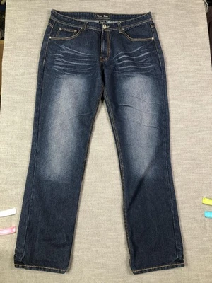 Bare Fox Jeans Mens 40 Blue Straight Leg Denim Embroidered Flap Pockets - Image 1 of 4