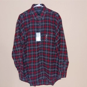 Ivy Crew Classics Flannel Shirt Large Red Plaid Mens Long Sleeve Button Up  - Picture 1 of 11