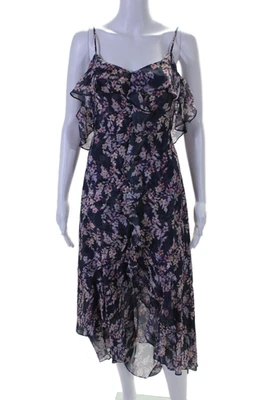 Vestido multicolor con volantes estampado floral de seda talla 0 Intermix para mujer Foto 1 de 4