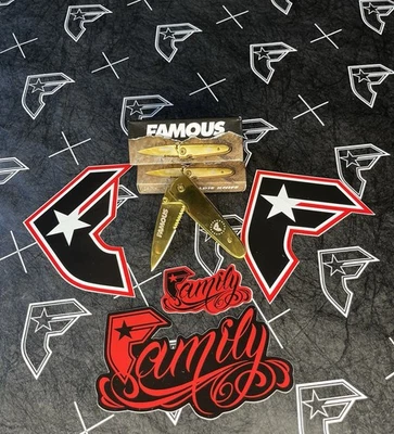 Famous Stars And Straps Red Family Set Knife Stickers Travis Barker Blink 182 - image 1 of 4