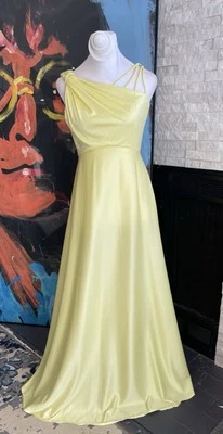 Vintage 1970’s Yellow Maxi One Shoulder Gown Flowy Special Occasion - Image 1 of 4
