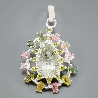 Joyería 11 ct+ Colgante Amatista Verde Natural Plata de Ley 925/NP54338 Foto 1 de 4