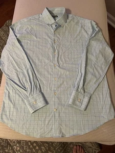 Peter Millar Summer Comfort Blue White Stripes Button Shirt Nylon Men’s L - Picture 1 of 6