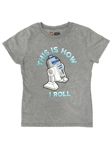 Star Wars Girls Gray Short Sleeve R2D2 How I Roll T-Shirt Tee Shirt - Picture 1 of 1