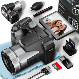Digital Camera 5K 64MP 16X 3" Flip Screen for Youtube with WiFi & App Control - Picture 1 of 8