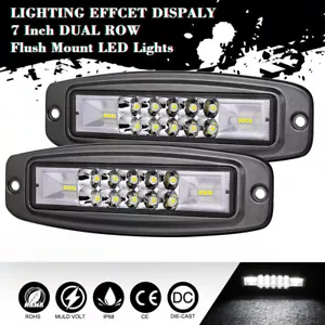 2 x 7"Inch Flush Mount LED Light Bar Flood Pods Lights Off road Tractor 4WD 12V - Bild 1 von 12