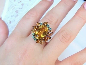 großer Citrin Ring 585 Gold Einzelstück Turmalin Handarbeit oval Unikatmeister - Bild 1 von 9