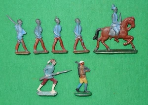 Antique WW1 Era Metal-cast Toy Soldier Flats x7 - Picture 1 of 4