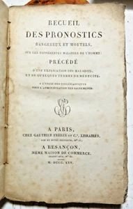 MEDECINE/RECUEIL DES PRONOSTICS/ANONYME/COL DE VILARS/A BESANCON/1825 - Imagen 1 de 2
