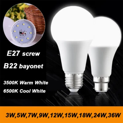 E27 Screw Mouth/B22 Bayonet 3W-36W LED Bulb Globe Lamp Energy Saving Bulb 2835 - Image 1 of 4