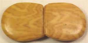 Vintage Belt Buckle Celluloid Gold Brown Marbelized Art Deco 2 Piece - Picture 1 of 4