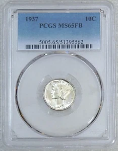 1937 Mercury Dime PCGS MS65FB Full Bands Frosty White PQ Just Graded #B54Z - Picture 1 of 4