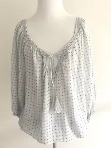 Blusa Max Studio Talla M Chifón Hombro Descubierto Dobladillo Burbuja Argle Suelta Top Azul - Imagen 1 de 7