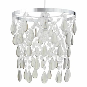 Chrome Smoked Jewelled Chandelier Style Pendant Light Shade British Standard - Picture 1 of 10