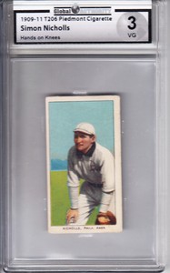 1909-11 T206 Piedmont Cigarette on Knees Simon Nicholls Z26497