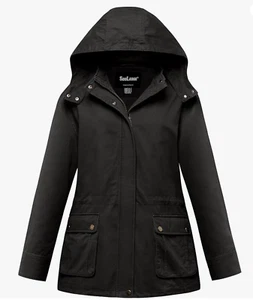 Soularge Women's Plus Size Military Cotton Jacket with Detachable Hood, 2XL - Picture 1 of 4