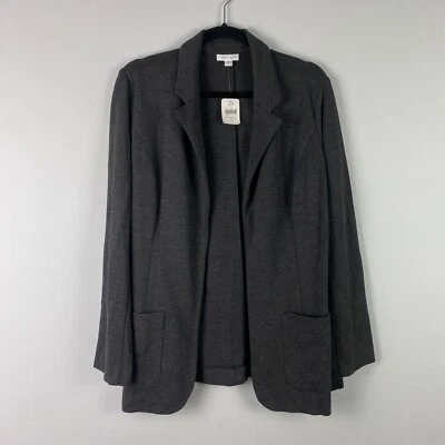 Blazer J Jill para mujer tejido ponte pequeño bolsillos delanteros abiertos gris carbón Foto 1 de 4