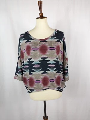 Living Doll Southwestern Azteca Botón Trasero Recortado Top Gran Tamaño Para Mujer Talla S NUEVO Foto 1 de 4