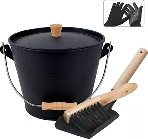 Bucket with Lid, 1.3 Gallon Ash Bucket for Fireplace, Metal Fireplace - Picture 1 of 9