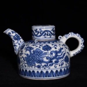 Fine Collectable Art Hand Painting Blue&White Porzellan Phönix Teekanne - Bild 1 von 9